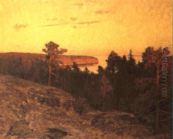 Skargardsvik I Kvallsol Oil Painting by Gottfried Kallstenius