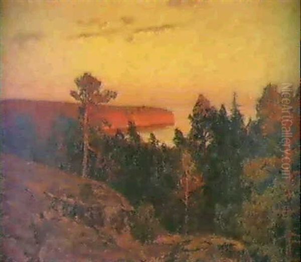 Kvallssol Over Kallvik Oil Painting by Gottfried Kallstenius