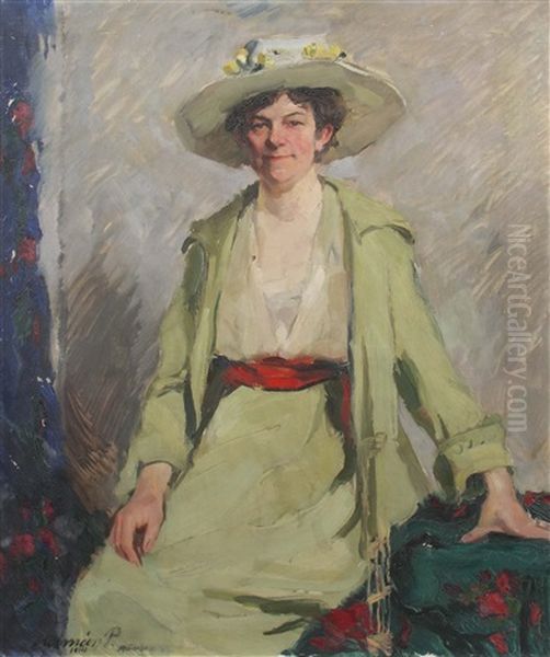 Portrait Einer Dame Mit Hut Oil Painting by Peter Kalman