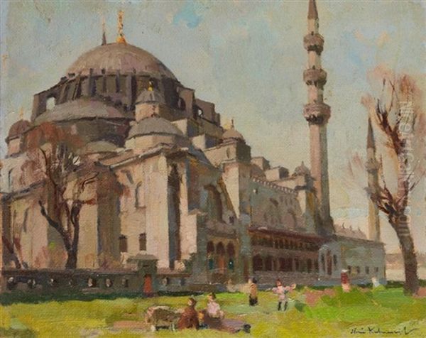 Istanbul. Cathedral Of St. Sophia (the Aya-sofia Mosque) Oil Painting by Naci Kalmukoglu