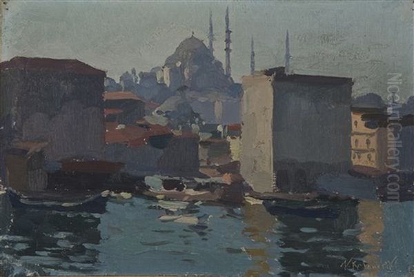 Istanbul Oil Painting by Naci Kalmukoglu