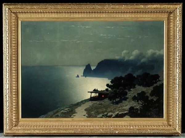 The Black Sea Coast By Moonlight Oil Painting by G.O. Kalmykov