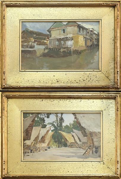 Thailand Village Scenes (pair) Oil Painting by Ivan Leonardovich Kalmykov