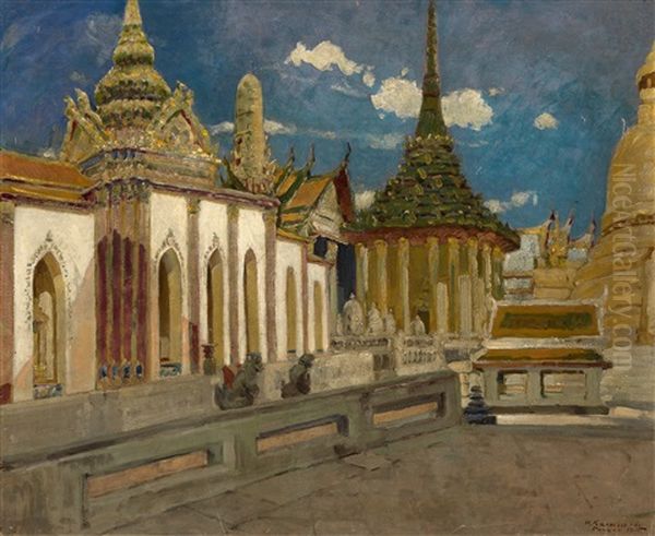 The Grand Palace In Bangkok Oil Painting by Ivan Leonardovich Kalmykov