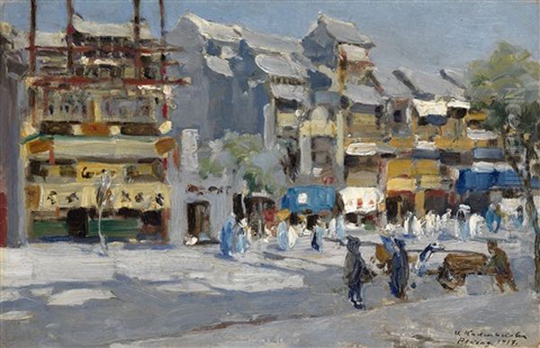 View Of Beijing Oil Painting by Ivan Leonardovich Kalmykov