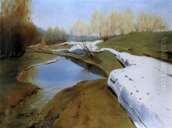 Tauwetter Im Fruhling Oil Painting by Ivan Leonardovich Kalmykov