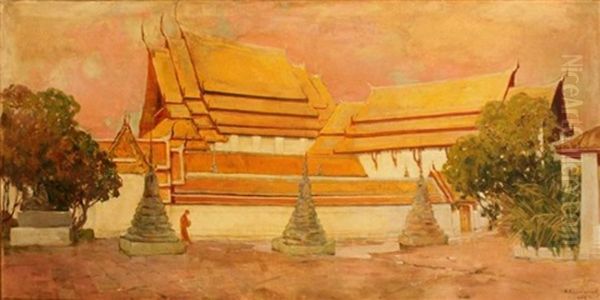 Temple Of The Sleeping Buddha Oil Painting by Ivan Leonardovich Kalmykov