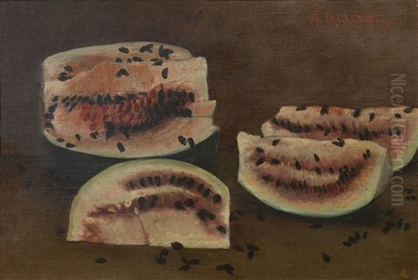 Still Life With Watermelon Oil Painting by Alexandre Kaloudis