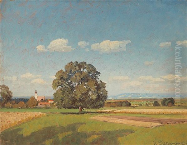 View Of Stein Near Viktring, Carinthia Oil Painting by Karl Kaltenmoser