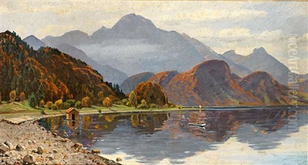 Osterstimmung Am Kochelsee Oil Painting by Karl Kaltenmoser