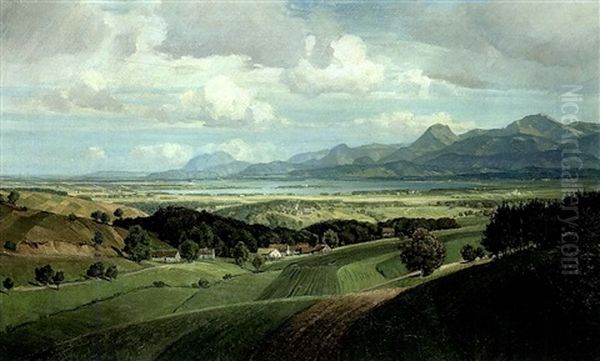 Blick In Den Chiemgau, Mit Dem Chiemsee Oil Painting by Karl Kaltenmoser