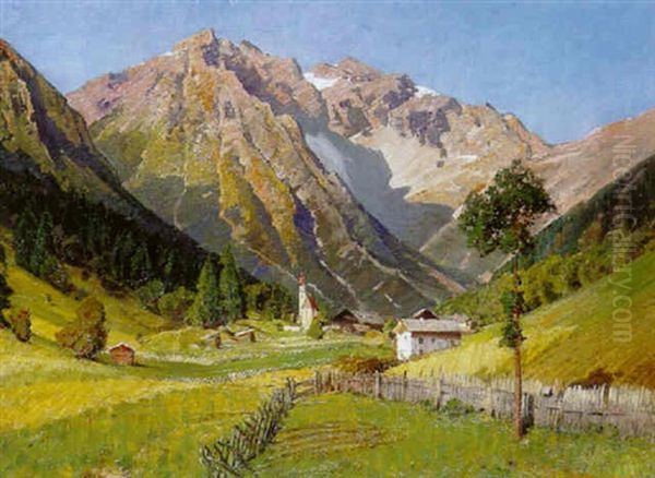 Gebirgsansicht Mit Blick Auf Pflersch Oil Painting by Karl Kaltenmoser