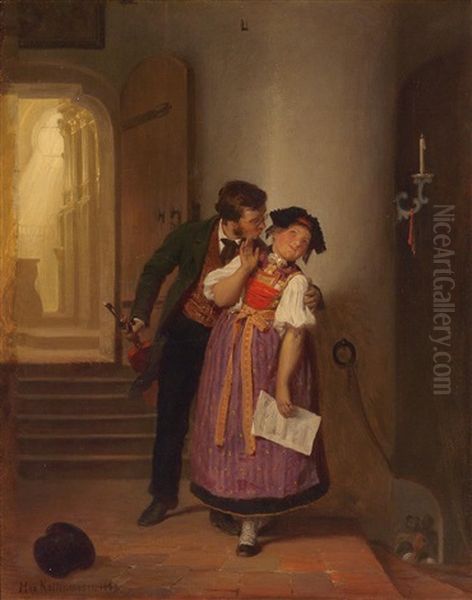 The Stolen Kiss Oil Painting by Max Kaltenmoser