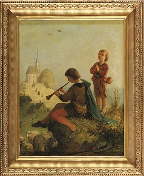 Betender Knabe Oil Painting by Max Kaltenmoser