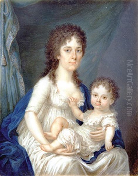 Comtesse Viktoria Colloredo, Am Schos Sohn Franz Oil Painting by Joseph Kaltner