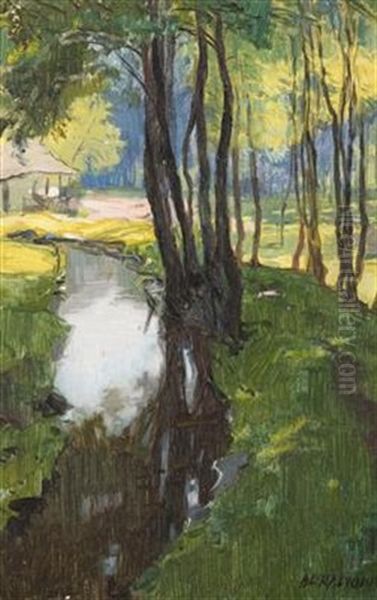 Forest Brook Oil Painting by Alois Kalvoda