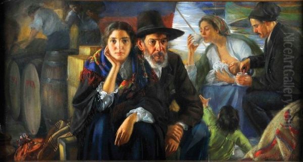 Os Emigrantes Oil Painting by Leopoldo Battistini