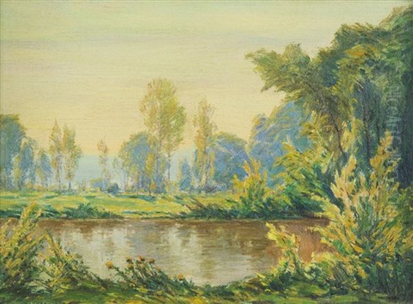 A Forest Pool Oil Painting by Alois Kalvoda