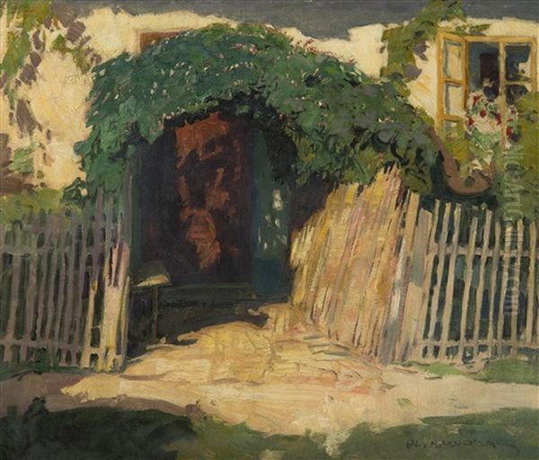 In Front Of A Cottage Oil Painting by Alois Kalvoda