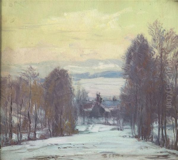 Winter Landscape Oil Painting by Alois Kalvoda