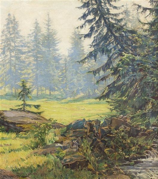 Forest Clearing Oil Painting by Alois Kalvoda