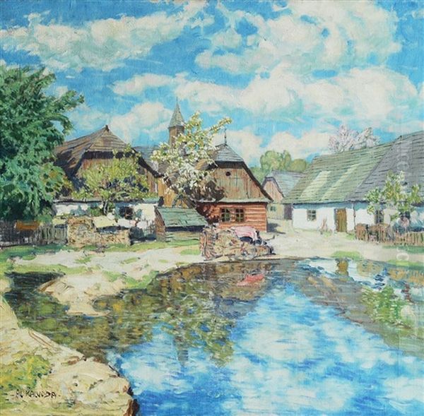 U Rybnika Oil Painting by Alois Kalvoda