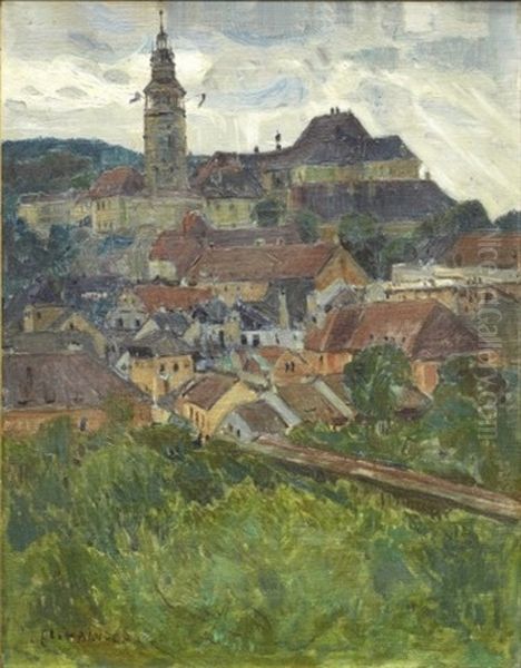 Vy Over Cesky Krumlov, Tjeckien Oil Painting by Alois Kalvoda