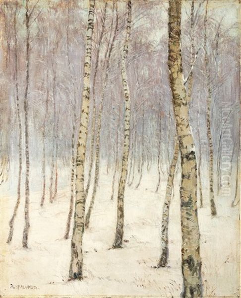 Birches Oil Painting by Alois Kalvoda