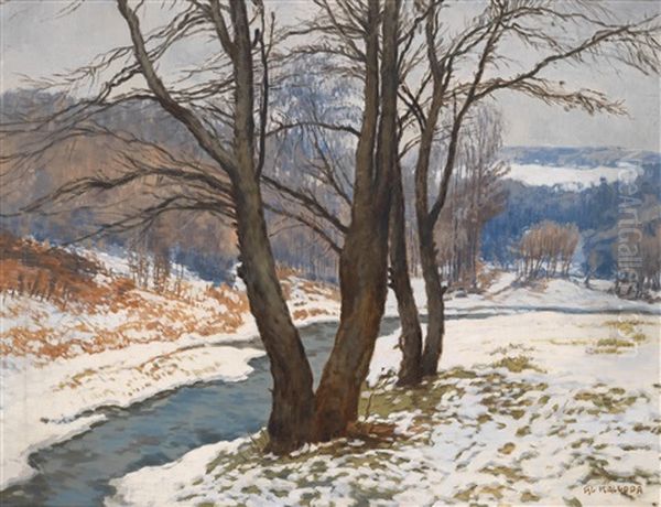 Winterlandschaft Oil Painting by Alois Kalvoda