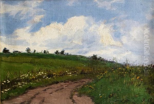 Field Road Oil Painting by Alois Kalvoda