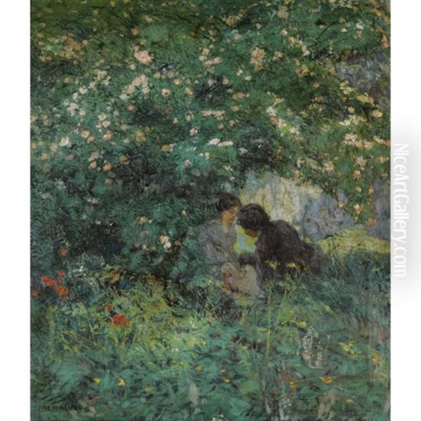 Lovers In The Grass (milenci V Trave) Oil Painting by Alois Kalvoda