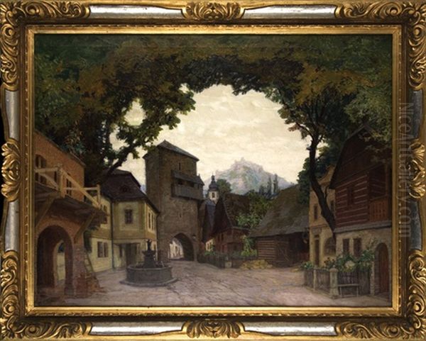 Marketplace In The Bela Pod Bezdezem Oil Painting by Alois Kalvoda