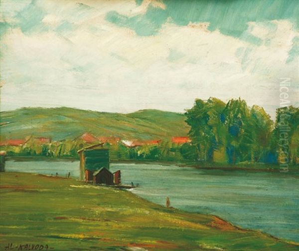 By River Oil Painting by Alois Kalvoda