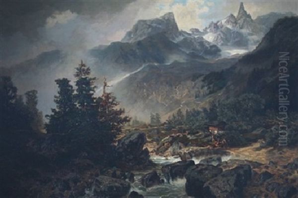 Mountains, In The Inntal Oil Painting by Otto Werner-Henning von Kamecke