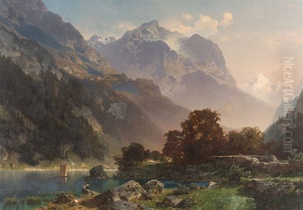 Ansicht Des Vierwaldstattersees Von Brunnen Aus Oil Painting by Otto von Kameke