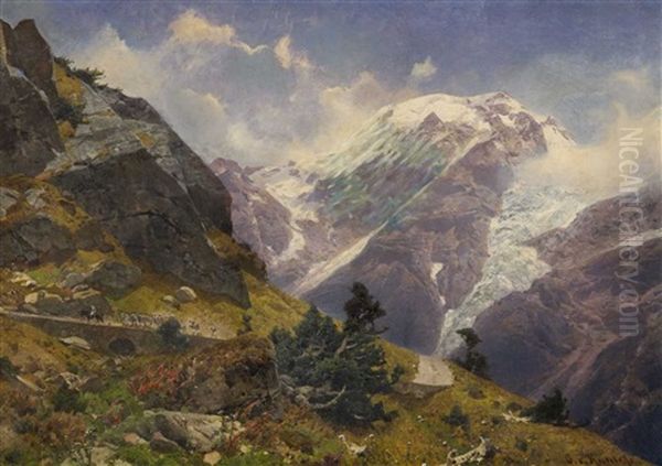 Hochalpenlandschaft Oil Painting by Otto von Kameke