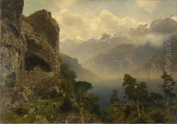 Blick Auf Einen Gebirgsee Oil Painting by Otto von Kameke