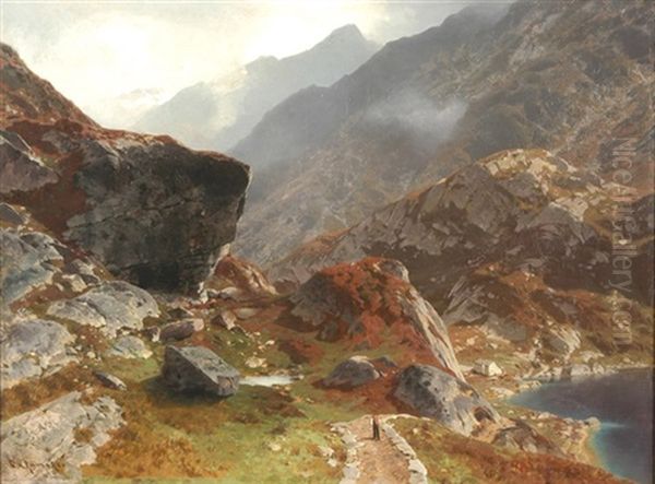 Grimsel - Blick Auf Das Hospiz Und Den See Oil Painting by Otto von Kameke