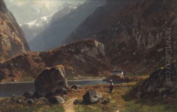 Seelandschaft In Den Schweizer Alpen Oil Painting by Otto von Kameke