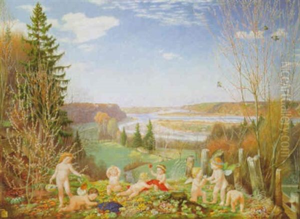 Fruhling In Der Isarauen Oil Painting by Paul Kaemmerer