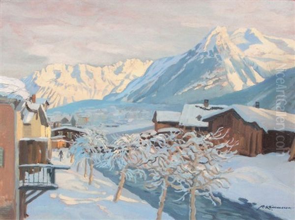 Matin Glace A Davos Oil Painting by Robert Kaemmerer