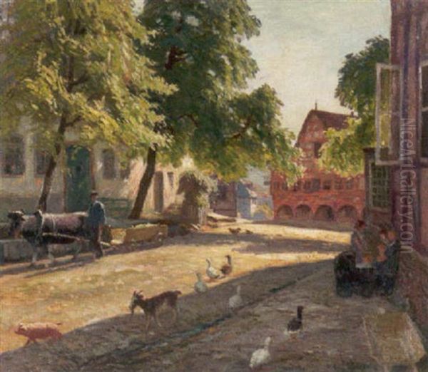 Sommerliche Strase Im Sauerlandischen Schwaleberg Oil Painting by Robert Kaemmerer