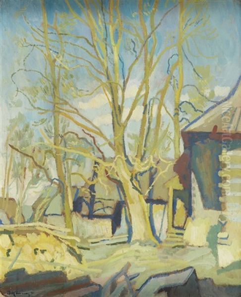 Early Spring In Podhale Oil Painting by Stanislaw Kamocki