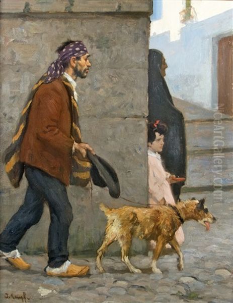 Mediterranean Street Scene Oil Painting by Arthur Kampf