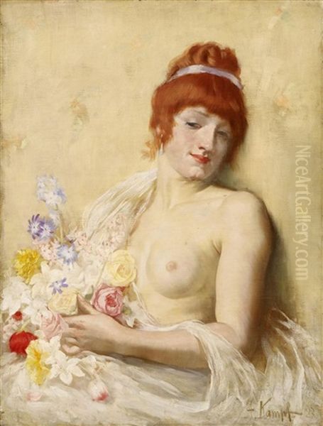 Bildnis Einer Dame Mit Blumen Oil Painting by Arthur Kampf