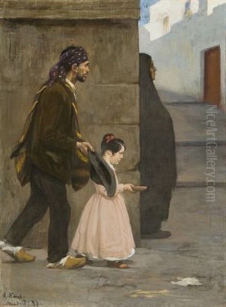 An Einer Strasenecke In Madrid Oil Painting by Arthur Kampf