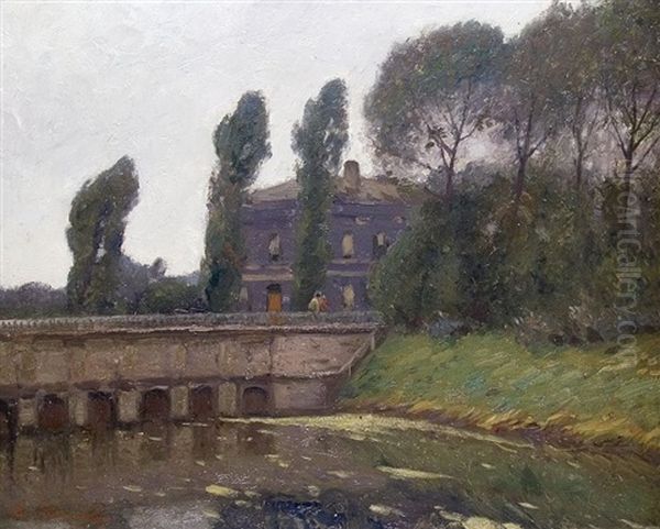 Das Blaue Haus Oil Painting by Eugen Kampf