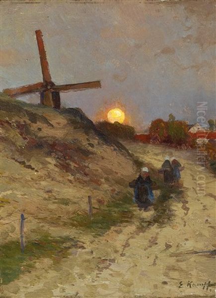 Mondaufgang In Den Dunen Oil Painting by Eugen Kampf