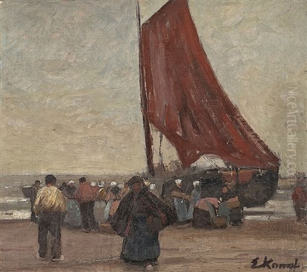 Fischerboot Am Strand Oil Painting by Eugen Kampf