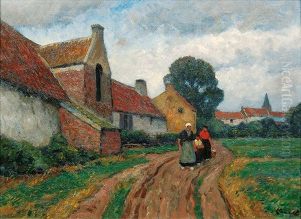 Flemish Village Oil Painting by Eugen Kampf